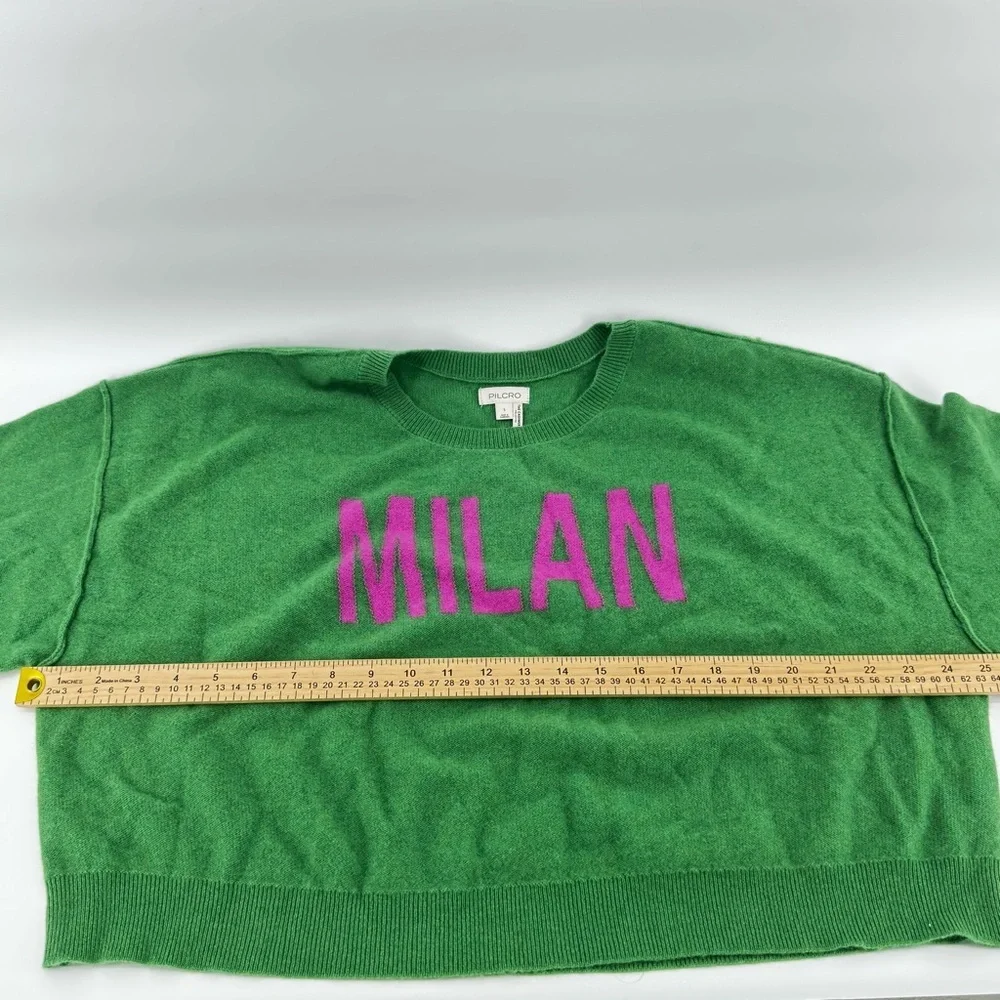 Anthropologie Pilcro The Alani Cashmere Crop crewneck Sweater "MILAN" Green SzL - Picture 5 of 9